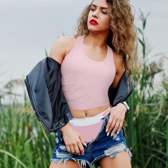 Women Crop Tank Top Basic Sleeveless Sports Crop 4 Pack Small Pink Blue - Picture 6 of 6